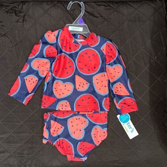 12 month Swimsuit Lot Baby Shark Disney Princess Carters Watermelon Girls NWT - Picture 2 of 9